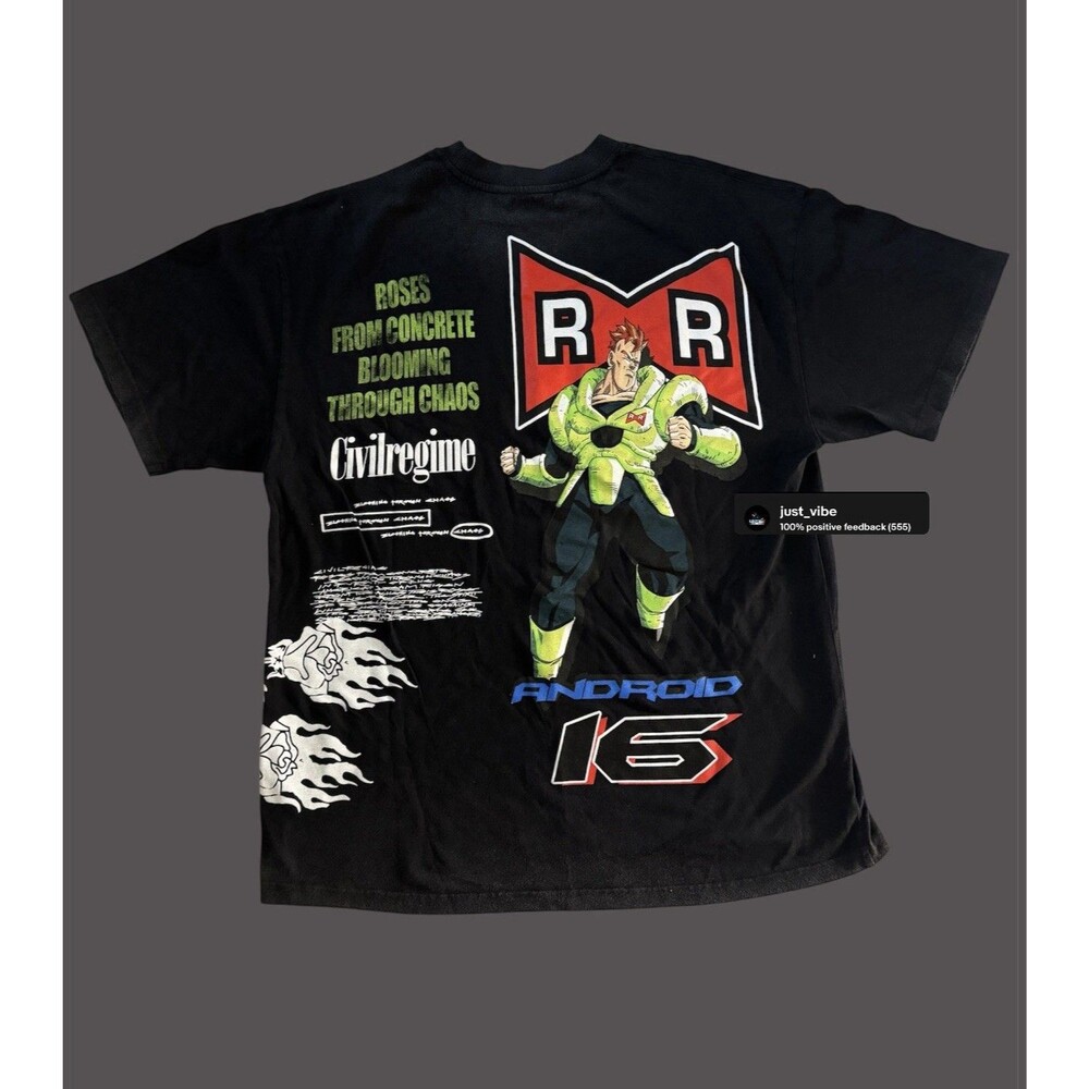 Civil Regime x Dragon Ball Z Android 16 Rose Tee Men’s Size XL NWT